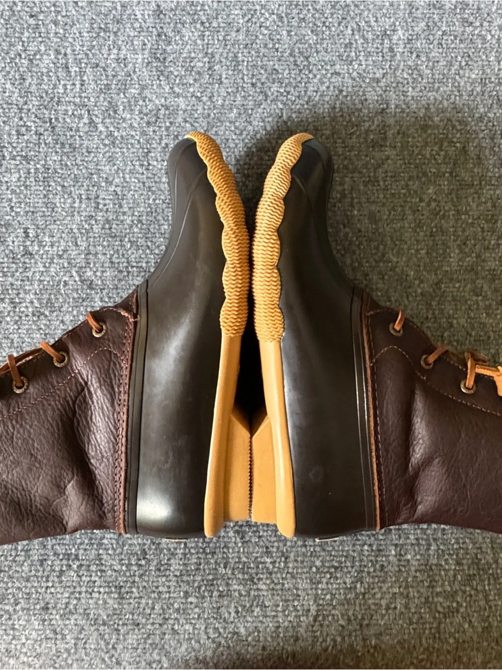 Sperry Saltwater Duck Boots Waterproof Brown Leather Side Zip Rain Boots 9